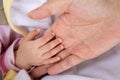 Baby hand in mother's palm Royalty Free Stock Photo