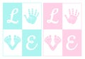 Baby hand print, footprint, vector set Royalty Free Stock Photo