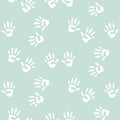 Baby handprints seamless vector pattern for boys.