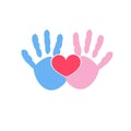 Baby handprints twin baby girl and boy icon