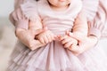 Baby hands of a little girl in the hands of her mother Royalty Free Stock Photo