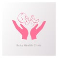 Baby in hands sign. Logo for baby care center Royalty Free Stock Photo