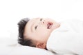 Baby having laughing and lying on the towel Royalty Free Stock Photo