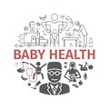 Baby health banner. Medicine web line icons. Vector signs. Royalty Free Stock Photo