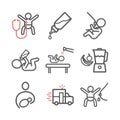 Baby health. Medicine web line icons. Vector signs. Royalty Free Stock Photo