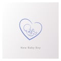 Emblem with newborn boy in heart shape