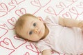 Baby on hearts Royalty Free Stock Photo