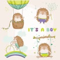 Baby Hedgehog Set - for Baby Shower or Baby Arrival Cards Royalty Free Stock Photo