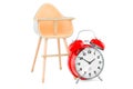 Baby high chair with alarm clock, 3D rendering