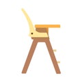 Baby high chair design kid silhouette interior vector icon. Food eat stool flat equipment furniture. Seat toddler infant