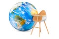 Baby high chair with Earth Globe, 3D rendering