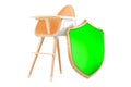 Baby high chair with shield, 3D rendering