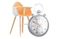 Baby high chair with stopwatch, 3D rendering