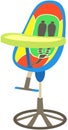 Piece of furniture for feeding high chair with fastening straps. Baby highchair with removable table