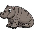 Baby Hippo Cartoon Colored Clipart Illustration