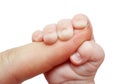 Baby holding father finger Royalty Free Stock Photo