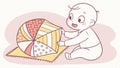 Baby holding number block, early math, learning toy vector design Generative AI