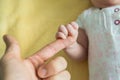 Baby Holding Parent`s Finger Royalty Free Stock Photo