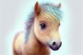 A baby horse, captured in a colorful and pastel palette, with delicate strokes that convey a sense of innocence and joy