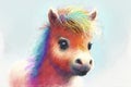 A baby horse, captured in a colorful and pastel palette, with delicate strokes that convey a sense of innocence and joy,