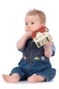 Baby with house model