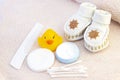 baby hygiene and bath items, shampoo bottle Royalty Free Stock Photo