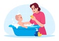 Baby hygiene semi flat RGB color vector illustration Royalty Free Stock Photo