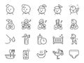 Baby icon set. Included icons as newborn, infant, kid, children, parent and more.