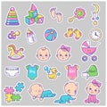 Baby icon set. Little babies and objects isolated Royalty Free Stock Photo