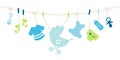 Hanging Baby Icons Boy Bow Blue And Green Royalty Free Stock Photo