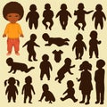 Baby icons, child isolated silhouette