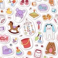 Baby icons seamless pattern vector. Royalty Free Stock Photo