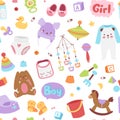 Baby icons seamless pattern vector. Royalty Free Stock Photo