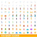 100 baby icons set, cartoon style Royalty Free Stock Photo
