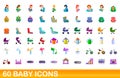 60 baby icons set, cartoon style Royalty Free Stock Photo