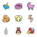 Baby icons set, cartoon style Royalty Free Stock Photo