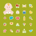 Baby Icons Set. Isolated Doodle baby labels. Vector Illustration Royalty Free Stock Photo