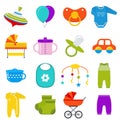 Baby icons set. Vector illustration. Royalty Free Stock Photo