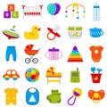 Baby icons set. Vector illustration. Royalty Free Stock Photo