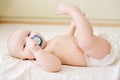 Baby infant boy   on the bed Royalty Free Stock Photo