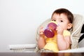 Baby infant drinking from sippy cup Royalty Free Stock Photo