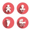 Baby infants icons. Buggy and dummy symbols Royalty Free Stock Photo