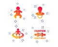 Baby infants icons. Fasten seat belt symbols. Vector