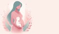 Baby inside the pregnant belly of a young woman. Flat illustration. Pregnancy and motherhood concept. Royalty Free Stock Photo