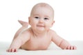 Baby isolated lying smilingly Royalty Free Stock Photo