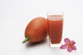 Baby Jackfruit, Gac fruit with baby jackfruit juice isolated on white background. Drink and healthy concept Royalty Free Stock Photo