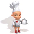 Baby Jake chef with plate 3d illustration