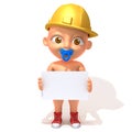 Baby Jake construction worker with white panel Royalty Free Stock Photo