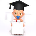 Baby Jake with Graduation Cap and Diploma 3d illustration