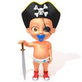 Baby Jake pirate 3d illustration